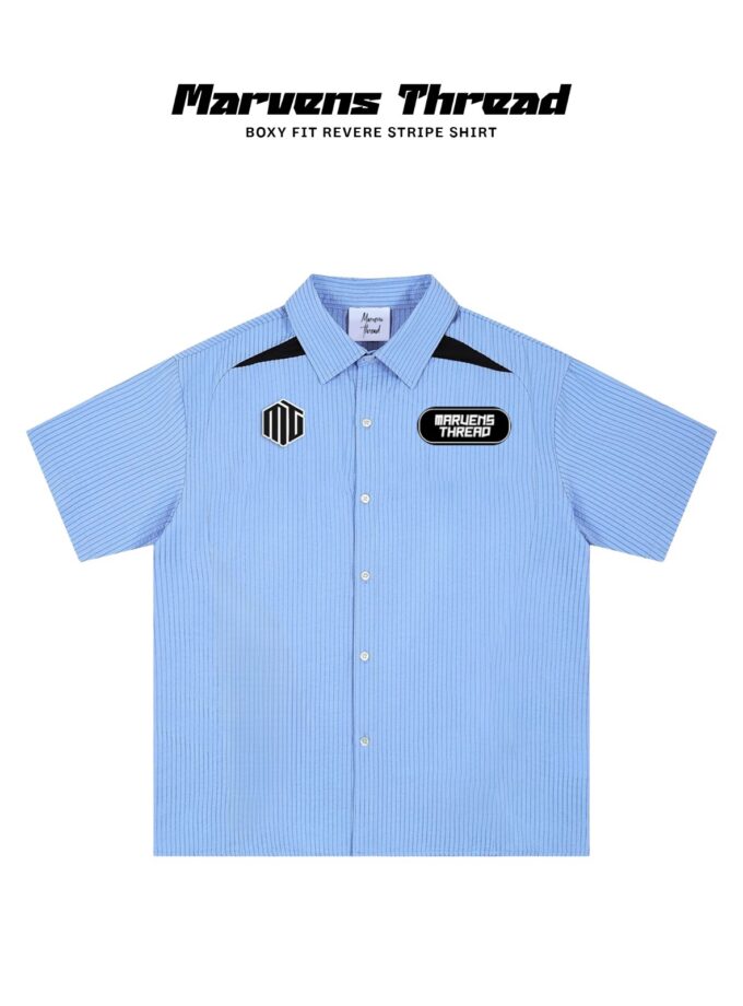 Boxy fit Revere stripe shirt