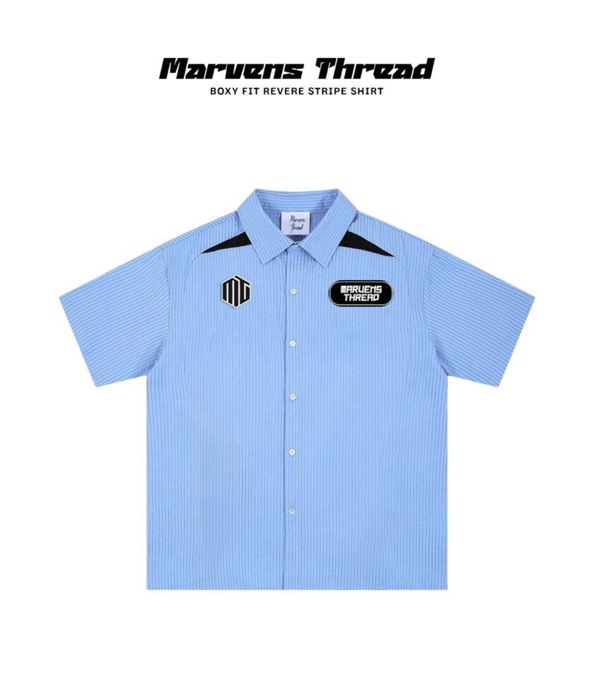 Marvens thread Boxy fit Revere stripe shirt - Image 2