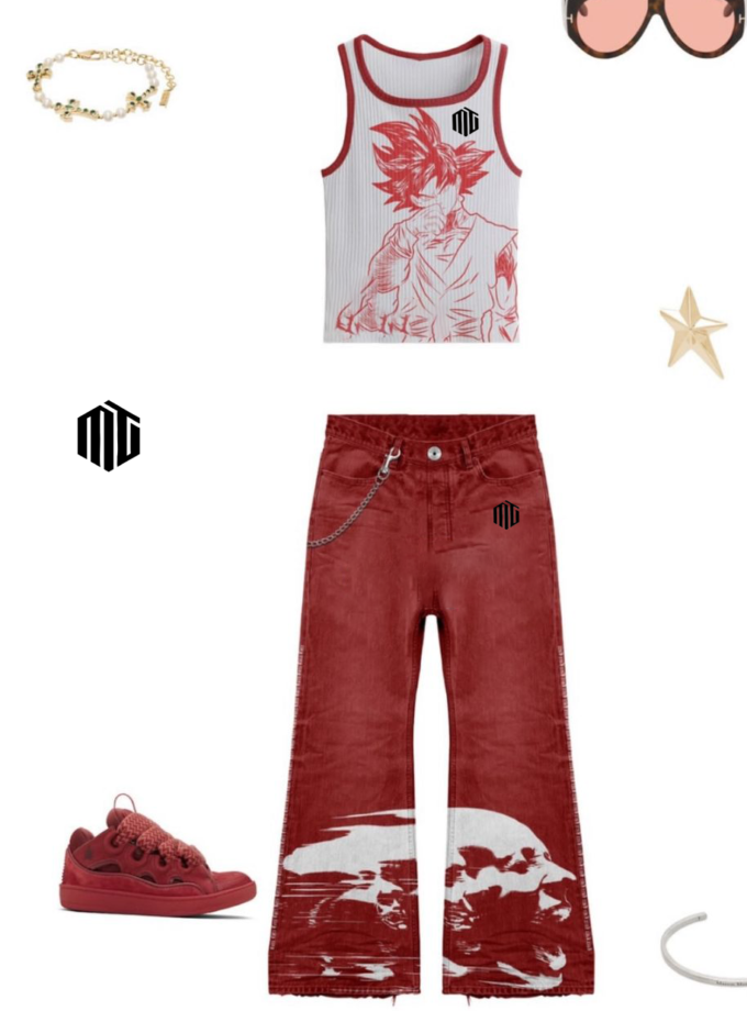 Tank top with trouser jean